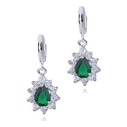Crystalline Azuria donna 18ct placcato oro bianco lacrima orecchini verde smeraldo simulato cristalli di zirconi