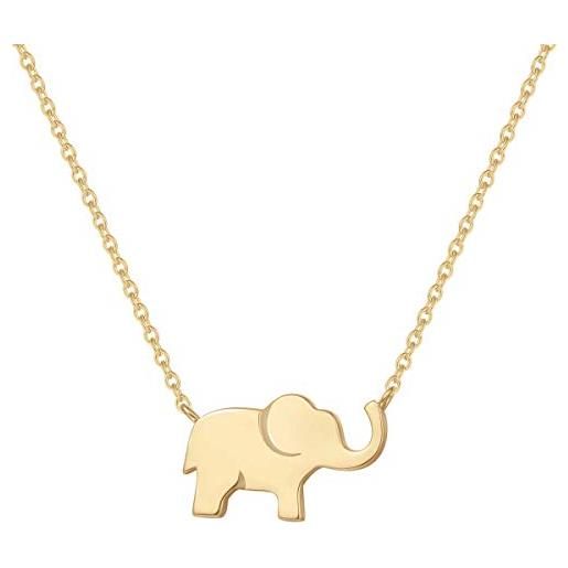 FANCIME elefante ciondolo collana in argento sterling 925 placcato oro gioielli per donna ragazze bambini - catena lunghezza: 40 + 5 cm