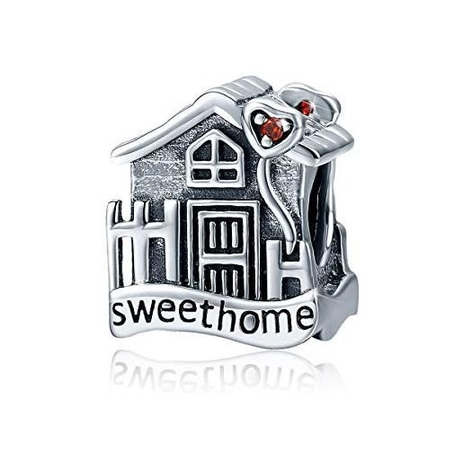 Fanona charm a forma di casa in argento sterling 925, compatibile con braccialetti e collane pandora