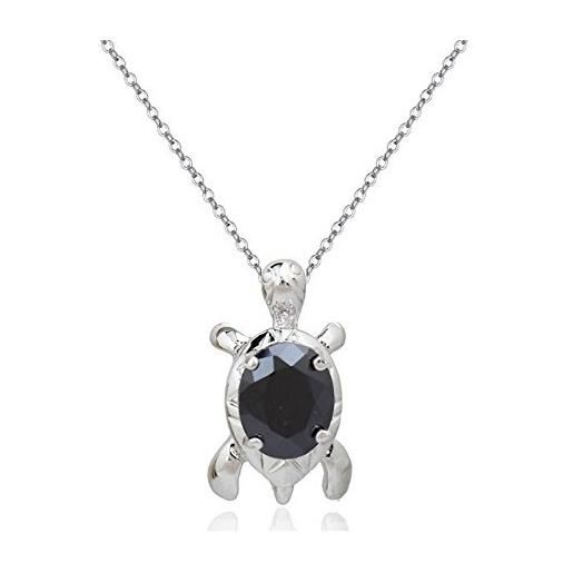 Crystalline Azuria donna 18ct placcato oro bianco tartaruga collana con ciondolo con nero zirconia austrian crystals 45 cm