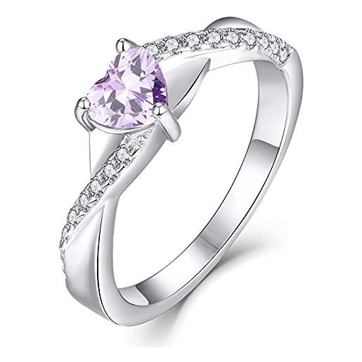YL anello di fidanzamento cuore argento 925 con giugno pietra portafortuna alessandrite anello solitario infinito anello nuziale per donna sposa(taglia 14)