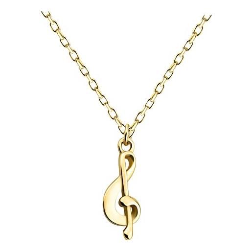 Sofia Milani - collana da donna in argento 925 - placcata in oro - ciondolo a musica chiave di violino - n0631