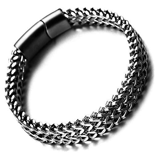 HALUKAKAH premium ● potenza ● bracciale uomo titanio acciaio catena nero placcato fatto a mano chiusura magnetica in titanio acciaio 8.5(21.5cm) con pacco regalo gratuita