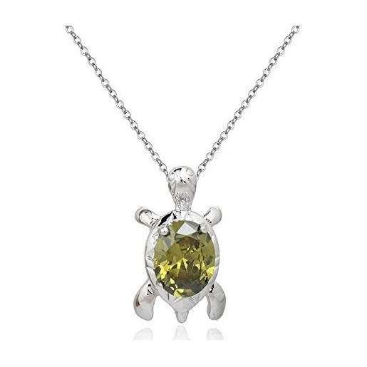 Crystalline Azuria donna 18ct placcato oro bianco tartaruga collana con ciondolo con verde cristalli di zirconi 45 cm