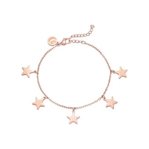 inSCINTILLE cuori e stelle bracciale donna in acciaio inossidabile con ciondoli (stelle oro rosa)