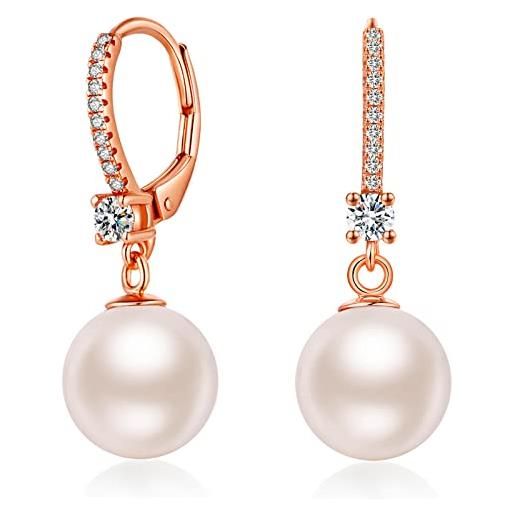 jiamiaoi orecchini con perle oro rosa orecchini perla pendenti rosa orecchini pendenti da donna orecchini in oro rosa orecchini a monachella con perle orecchini cerchio con perla