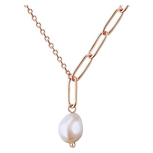 Valero Pearls collana da donna in acciaio inossidabile con perla di coltura di acqua dolce ca. 7,3 mm