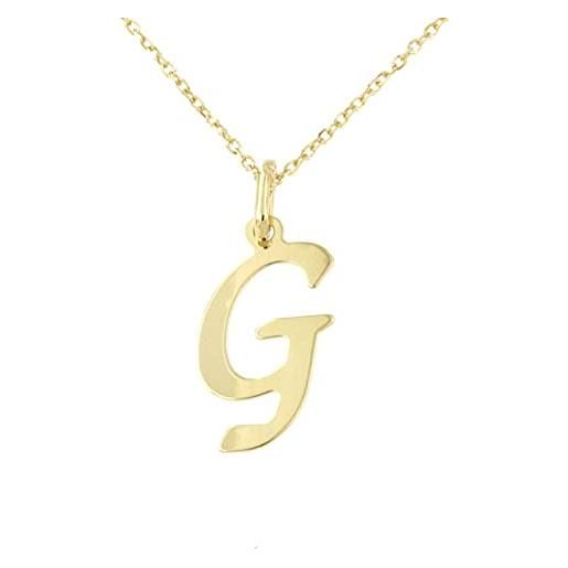 forme di Lucchetta lucchetta - ciondolo lettera g iniziale nome in oro giallo 9 carati - catenina d'oro 45cm | collane d'oro vero per donna