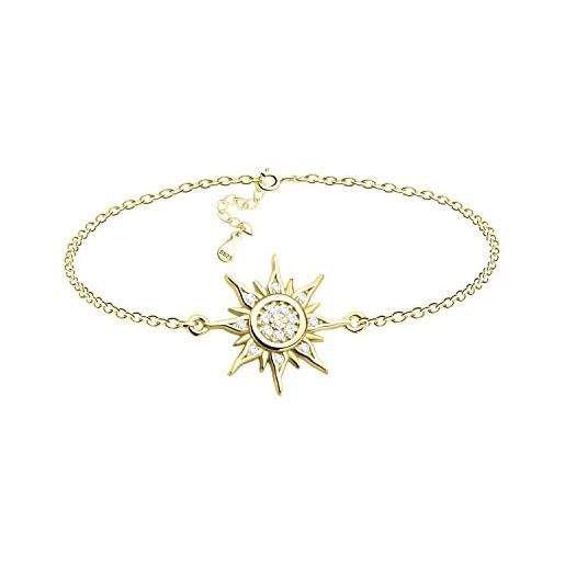 Sofia Milani - bracciale da donna in argento 925 - placcato oro con pietra zircone - ciondolo a stella sole - 30211