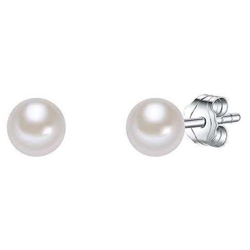 Valero Pearls orechinni a lobo da donna in argento sterling 925 con rodio con perle coltivate d'acqua dolce bianco 00186120