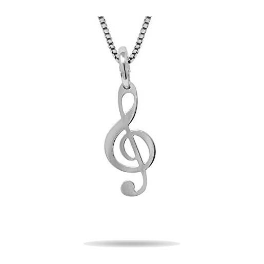inSCINTILLE simboli preziosi collana con chiave di violino in argento rodiato 925