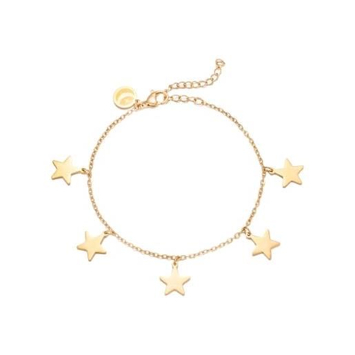 inSCINTILLE cuori e stelle bracciale donna in acciaio inossidabile con ciondoli (stelle oro)