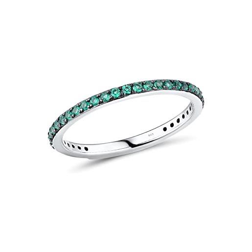 Santuzza anello impilabile in argento sterling 925, anello di fidanzamento e matrimonio da donna, metallo metallo gemma, spinello verde