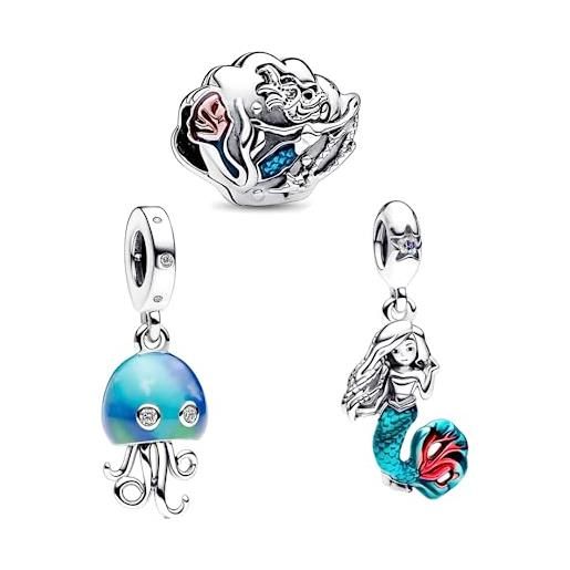 PHCLASY ciondolo ocean mermaid summer charms 925 argento compatibile con bracciali e collane europei, bead charm da donna vacanza
