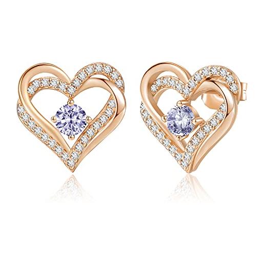 CDE orecchini da donna argento sterling 925 oro rosa placcato per sempre orecchini di cuore per gioielli da donna regalo di compleanno per mamma moglie (giugno)