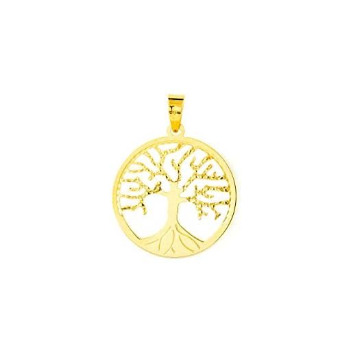 Monde Petit mondepetit - pendente ciondolo brillantezza e texture albero della vita oro giallo 18k - scatola regalo - certificato di garanzia