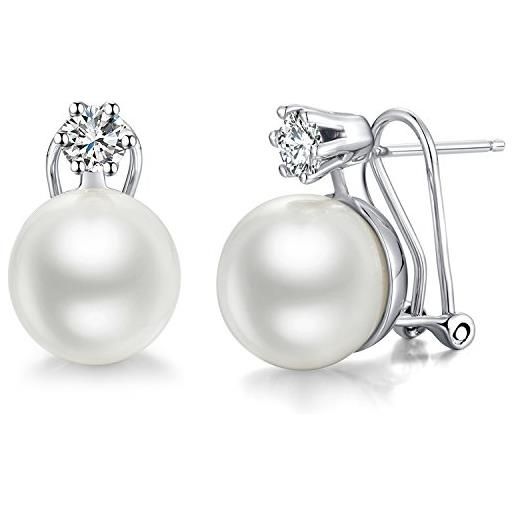 Miaofu orecchini perle donna oro bianco diamante Miaofu cerchio anallergici pendenti, argento goccia