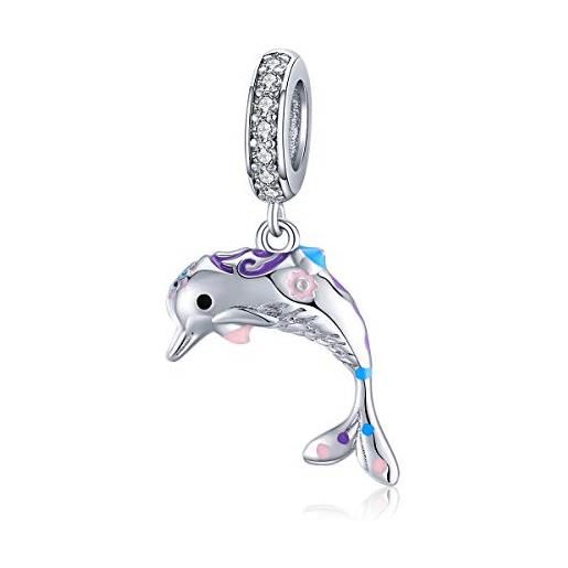 YASHUO Jewellery charm animali dell'oceano fortunato donna pandora in argento sterling 925 colore: ciondolo delfino