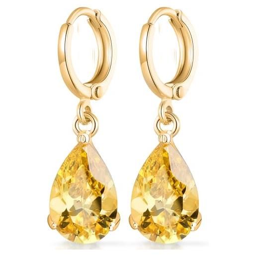 Crystalline Azuria donna 18ct placcato oro lacrima orecchini pendenti con citrino simulato giallo cristalli di zirconi