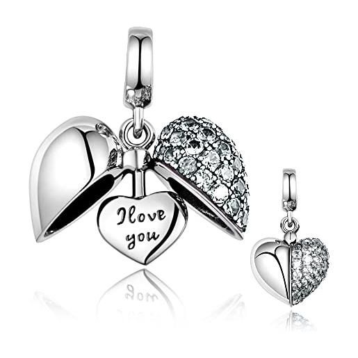 GW love charm bead lady argento sterling 925 adatto per collana bracciale (bianco-i love you)