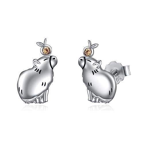 HUKKUN regali di capibara orecchini capibara in argento sterling carini per ragazze