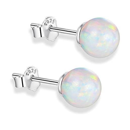 CUTEFEEL orecchini a sfera in argento sterling opale, 3 mm-8 mm, opale, orecchini ipoallergenici, 5mm, argento sterling, opale artificiale