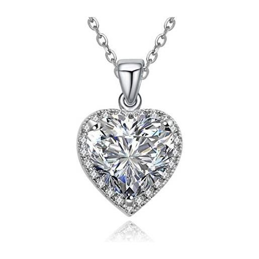 Crystalline Azuria donna 18ct placcato oro bianco cuore collana con ciondolo con bianco cristalli di zirconi 45 cm