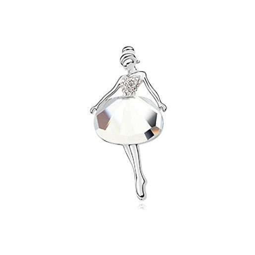 Crystalline Azuria donna 18ct placcato oro bianco cristalli bianco ballerina pin spilla