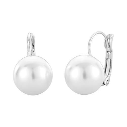Traveller orecchini monachella - perla 12mm bianco - placcato platino - 700712