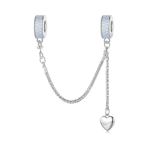 luvhaha opale catena di sicurezza charms con 2 gomma spacer stoppers charms 925 argento sterling amore cuore perline fit pandora charms bracciale per le donne