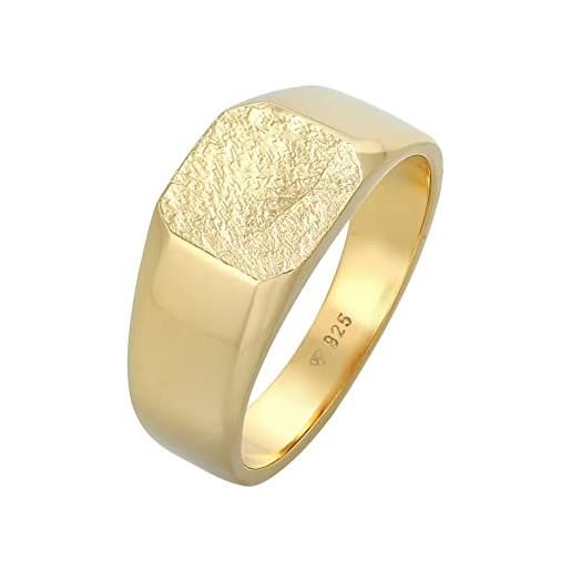 Kuzzoi anello da uomo quadrato opaco in argento sterling 925 placcato oro, classico anello in argento massiccio 11 mm di larghezza, anello dorato per uomo misura 58