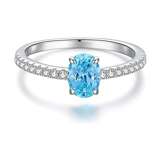 Bellitia Jewelry anello da donna in argento sterling 925 con tormalina paraiba, anello alla moda con pietre blu da donna, gioielli da donna
