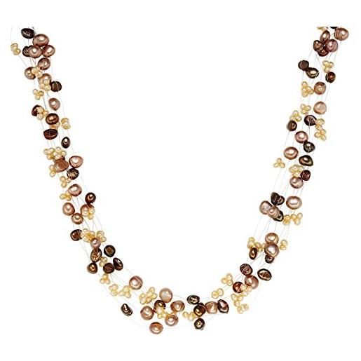 Valero Pearls catena da donna in argento sterling 925 con rodio con perle coltivate d'acqua dolce braun marroncino sabbia 60200104