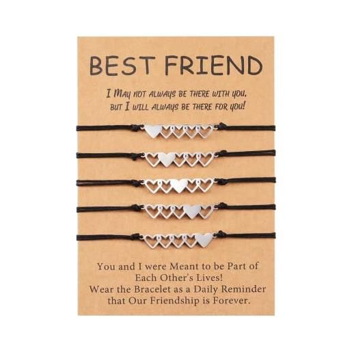 CheersLife 5 pezzi braccialetti amicizia bracciale lunga distanza promesse braccialetto uguali migliori amici per le signore pairs madre figlia bracciali regalo per donne ragazze ragazzo natale