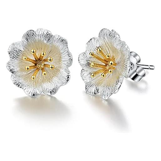 Springlight ✦ san valentino ✦ orecchini Springlight in argento sterling s925, con fiori selvatici, fatti a mano, gioielli personalizzati per donne. , argento sterling