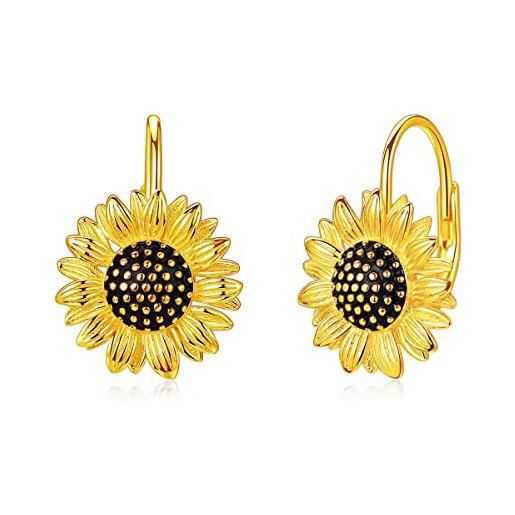 LINSTER orecchini girasole donna argento sterling 925 orecchini a monachella con girasole placcato oro gioielli regali di compleanno per donna bambine