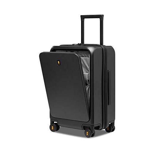 LEVEL8 valigia 20 con tasca frontale, trolley bagaglio a mano con porta di ricarica usb, trolley rigidi in pc con 4 ruote da 55 cm, 35l, tsa, grigio