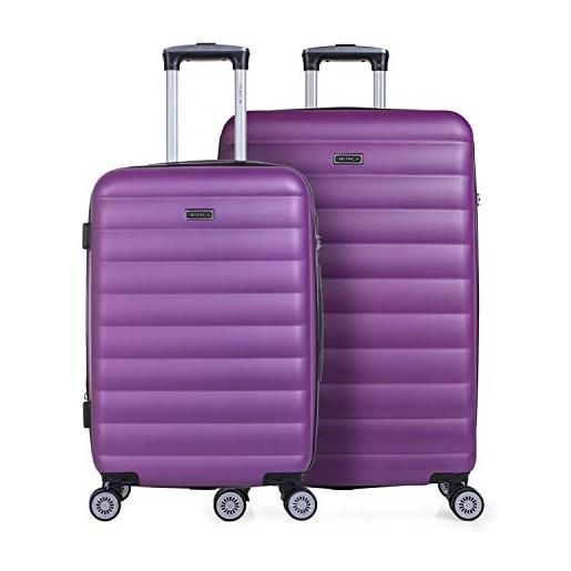 ITACA - set valigie - set valigie rigide offerte. Valigia grande rigida, valigia media rigida e bagaglio a mano. Set di valigie con lucchetto combinazione tsa 71215b, viola