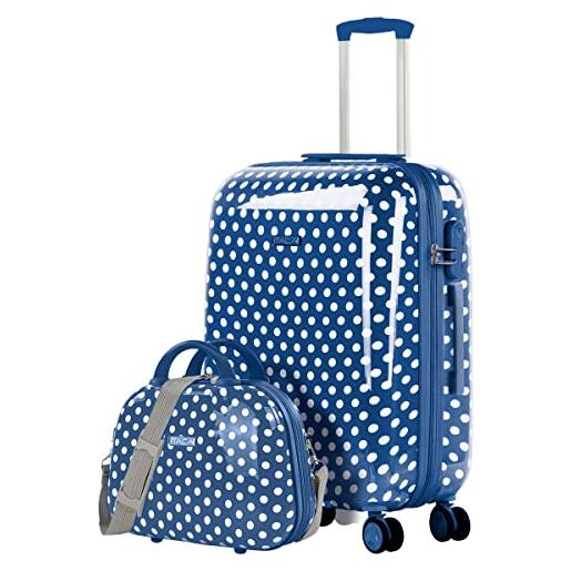 ITACA - set valigia media e valigia bagaglio a mano. Set valigie rigide per viaggi aereo - set trolley valigia rigida - set valigie rigide con lucchetto 702460b, blu