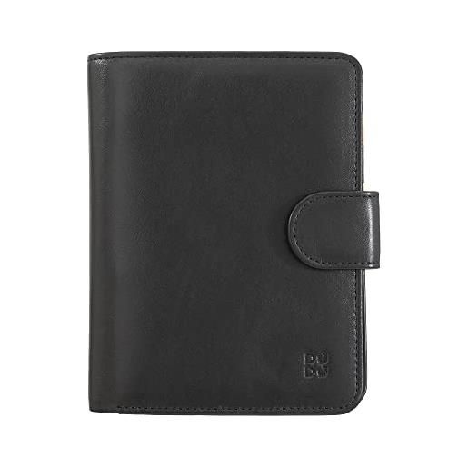 Dudu portafoglio da donna in pelle morbida colorato blocco rfid con portamonete zip e porta carte di credito nero