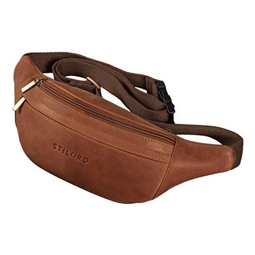 STILORD 'marquez' marsupio cintura pelle deale cross-body tracolla vintage uomo donna borsello da cintura elegante zainetto monospalla vera pella, colore: andorra - marrone