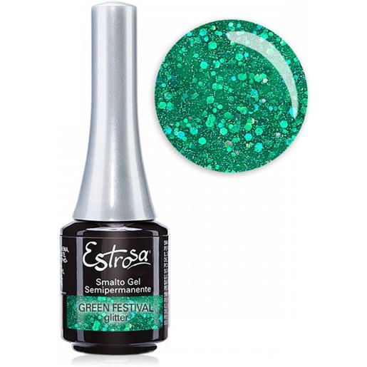 Estrosa green festival glitter - smalto semipermanente 7 ml