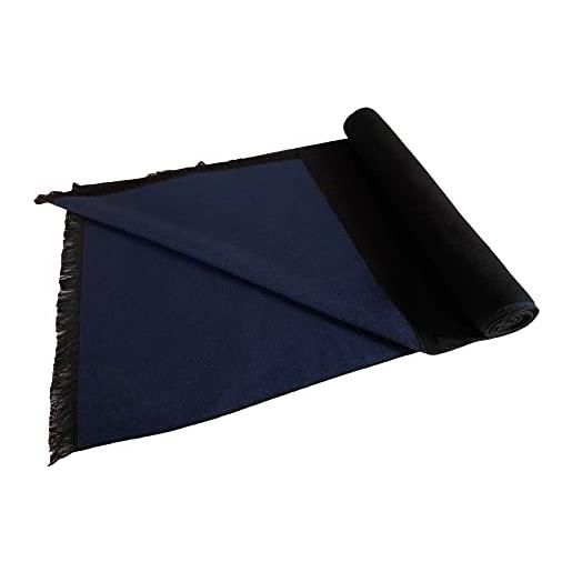 PB Pietro Baldini sciarpe bicolori reversibili in seta per uomo e donna - sciarpa e scialle per l'autunno e l'inverno - 30 x 180 cm - nero blu