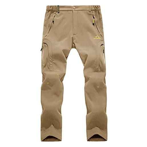 EKLENTSON uomo pantaloni outdoor trekking invernali softshell leggero pants in pile, 6601 marina militare, 40
