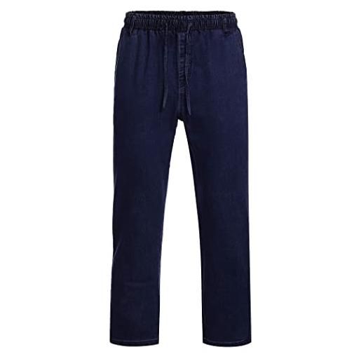 COOFANDY jeans elasticizzati da uomo pantaloni casual jeans dritti in denim vestibilità regolare dritta vita elastica con coulisse tasche cargo per uomo navy m