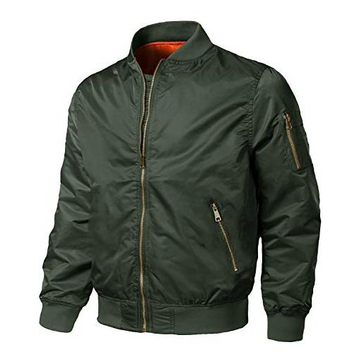 EKLENTSON uomo bomber jacket giacche autunnali e invernali casual, verde militare, xl