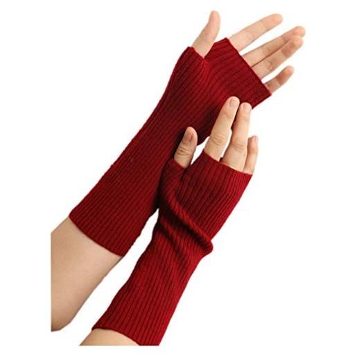 Prettystern medio-lungo manicotti donna 100% cachemire lana scalda braccia guanti senza dita scaldamani cashmere rosa