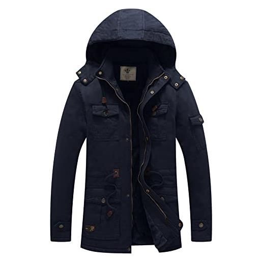 WenVen cappotto invernale caldo coat hood warm windproof giaccone da lavoro jacket outdoor casual uomo cachi xl