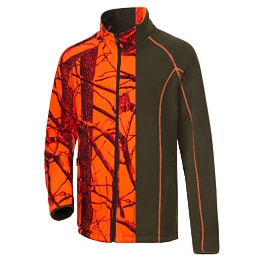 K&S Wildkameras signal orange camo - giacca in pile reversibile da uomo, colore verde oliva, arancio segnaletico, mimetico e verde oliva. , s