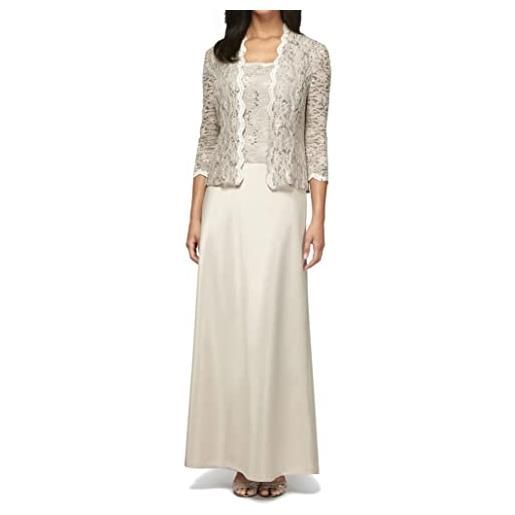 Alex Evenings women's sleeveless dress and matching jacket two-piece set, taupe, 6